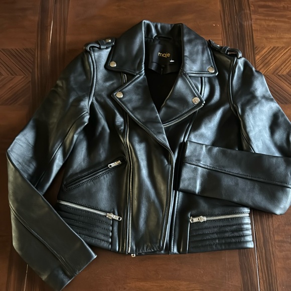 Maje vegan leather jacket size small EUC